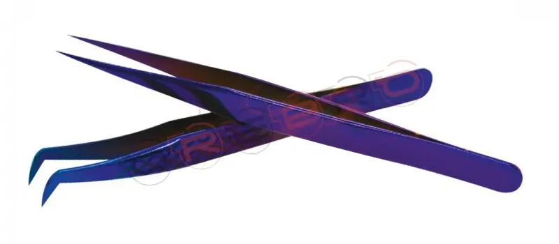 Straight Isolation Tweezers (12cm) (Wide Tip) Russian Volume 75° Tweezer (11.5cm), model ET-04-05-06