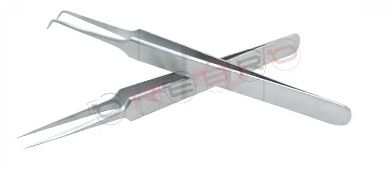 Needle Nose Straight Isolation Tweezer (12cm) Needle Nose 6mm 75° Volume Tweezer (12cm), model ET-04-05-22