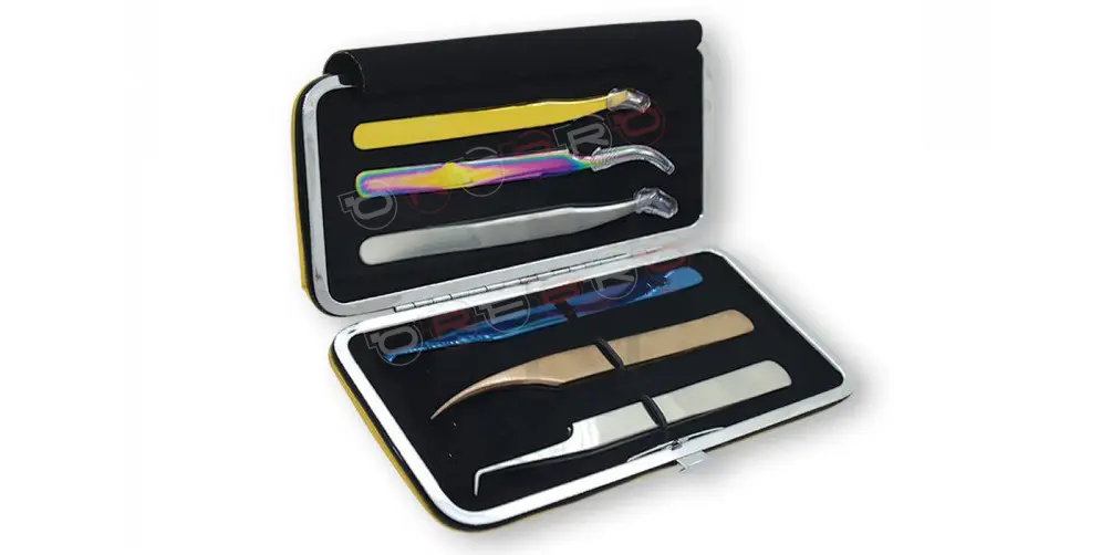 TWEEZERS PACKING CARRYING CASE- One Side Elastic & Other Side Magnetic Case Holding for (6) Tweezers(15.5cm*9cm), model ET-07-03-05