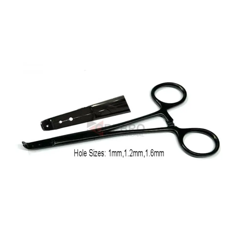 Dermal Anchor Forceps, 1mm, 1.2mm & 1.6mm Holes- Black Oxide Coated, model ORB-BPT-4024