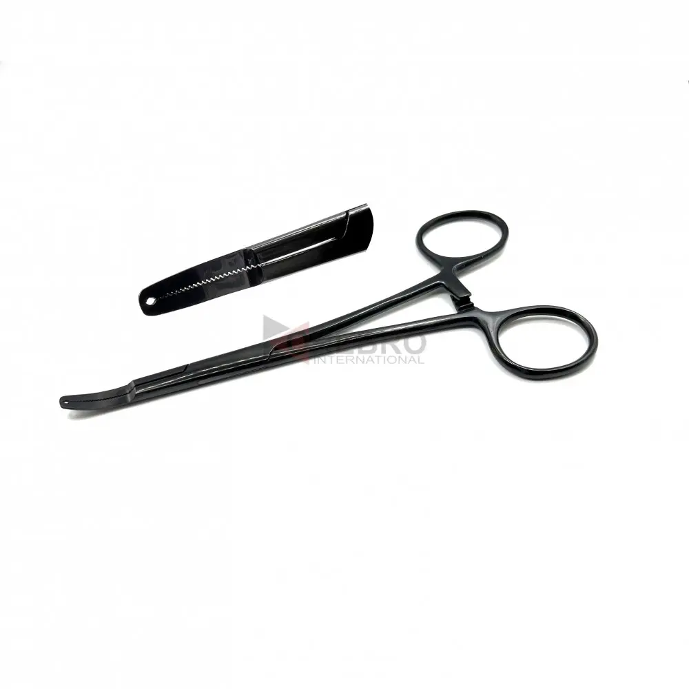 Thin MicroDermal Surface Anchor Holder Forceps-1.6mm Hole- Black Oxide Coated, model ORB-BPT-4045
