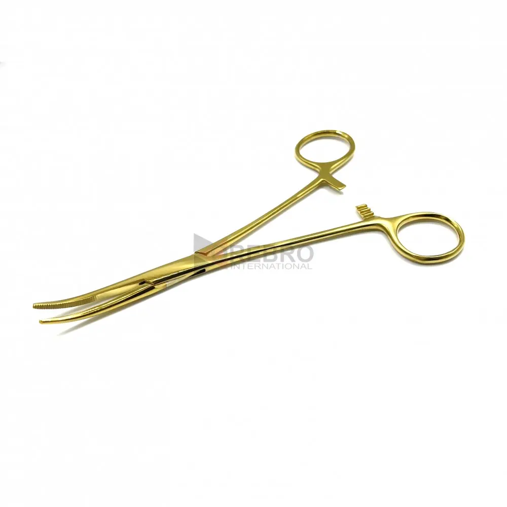 Hemostatic Forceps, Curved - Gold Oxide Coated, model ORB-BPT-4048