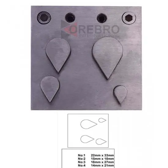 4 Tear Drop Shaped Steel Disc Cutter 10- 33 Mm Jewellery Making Designs Patterns, model ORB-JT-2923